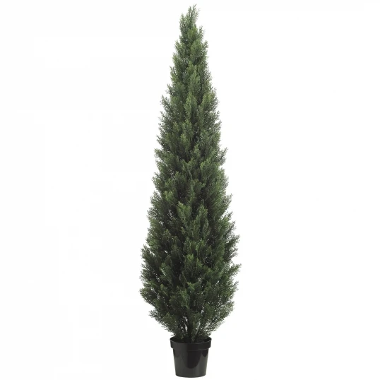 8 Foot Artificial Outdoor Cedar Tree: Potted 1 8 Foot Artificial Outdoor Cedar Tree: Potted