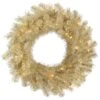 30 Inch White-Gold Tinsel Wreath: Clear LEDs