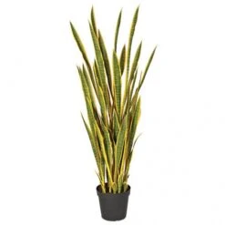 5 Foot Plastic Variegated Sansevieria Plant: Potted