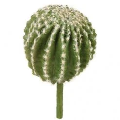 9.5 Inch Artificial Green/Pink Barrel Cactus: Unpotted