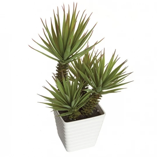14 Inch Artificial Yucca Plant In White Plastic Pot 1 14 Inch Artificial Yucca Plant In White Plastic Pot