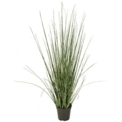 36 Inch Fire Retardant PVC Zebra Grass: Potted (Set Of 4)