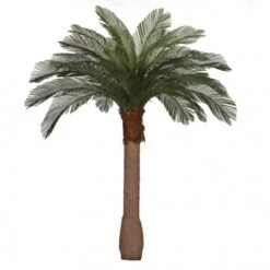 6 Foot Artificial Outdoor Cycas Palm Tree: Smooth Synthetic Trunk & 24 Fronds