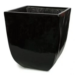 22.5 Inch Glossy Black Fiberglass Square Planter: 18.25 Inch Inside Dia.