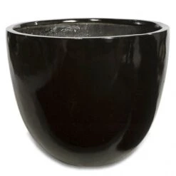 16.75H X 20W Inch Glossy Black Fiberglass Planter: 18 Inch Inside Dia.