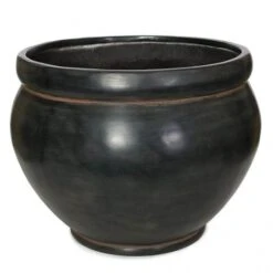 17.75H X 21.25W Black/Rust Iron Fiberglass Planter: 19.5 Inch Inside Dia.