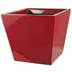 16 Inch Gloss Red Fiberglass Square Planter: 18 Inch Inside Dia.