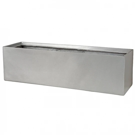 35.5 Inch Silver Fiberglass Rectangle Planter 1 35.5 Inch Silver Fiberglass Rectangle Planter