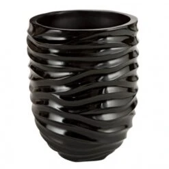 10 Inch Tall Shiny Black Planter: 6.5 Inch Opening