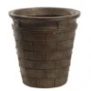 12.5 Inch Round Weathered Bronze Fiberglass Riveted Planter: 10.25 Inch Inside Dia.