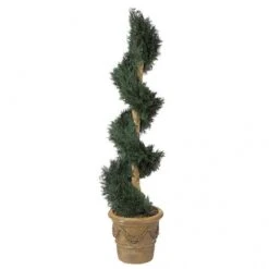 6 Foot Artificial Outdoor Juniper Spiral Topiary With Natural Trunk
