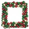 36 Inch Mixed Ornament Ball Square Wreath: Red/Green/Gold