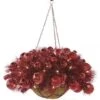 14x27 Inch Red Tinsel Basket With Ornaments: Clear 5MM LEDs