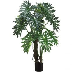 5 Foot Artificial Eva Plume Split Leaf Plant: Potted