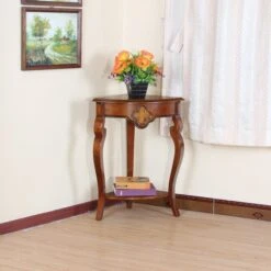 Corner Table With Cherry Finish