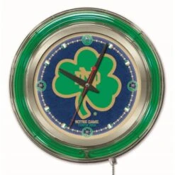 15 Inch Notre Dame Shamrock Neon Clock