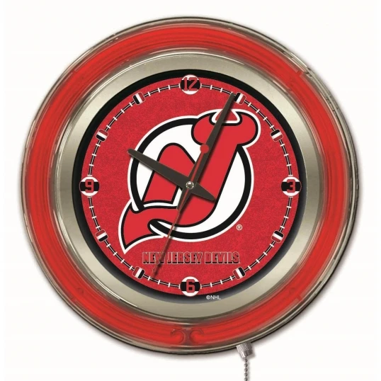 15 Inch New Jersey Devils Neon Clock 1 15 Inch New Jersey Devils Neon Clock