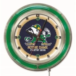 19 Inch Notre Dame Leprechaun Neon Clock