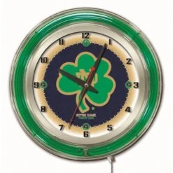 19 Inch Notre Dame Shamrock Neon Clock