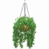 Artificial Outdoor English Ivy In Decorative Hanging Basket With Chain