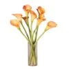 24 Inch Natural Touch Peach Calla Lilies In Glass Vase