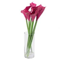 24 Inch Purple Calla Lilies In Glass Vase