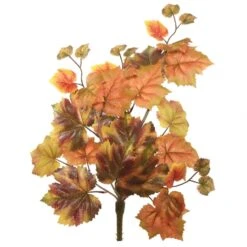 20 Inch Autumn Grape Leaf Hanging Bush