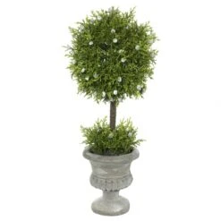 15 Inch Oregon Juniper Ball Topiary In Decorative Planter