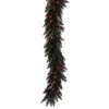 9 Foot X 14 Inch Black Fir Garland: Orange Lights