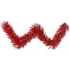 9 Foot X 14 Inch Red Tinsel Christmas Garland: Red LEDs