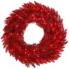 48 Inch Tinsel Red Wreath: Red Lights