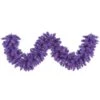 9 Foot X 14 Inch Flocked Purple Garland: Purple LEDs
