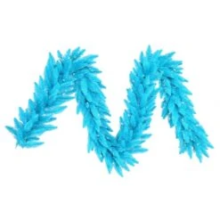 9 Foot X 14 Inch Sky Blue Garland: Sky Blue LED Lights