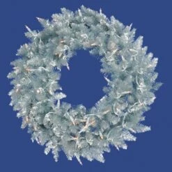 30 Inch Silver Fir Wreath: Clear Lights