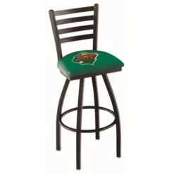 25 Inch Black Minnesota Wild Ladder Back Swivel Bar Stool