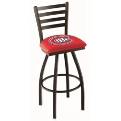 25 Inch Black Montreal Canadiens Ladder Back Swivel Bar Stool
