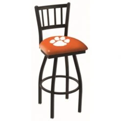 30 Inch Black Clemson Jailhouse Back Swivel Counter Stool
