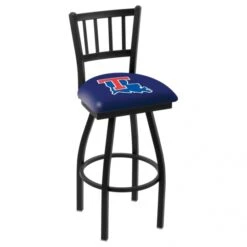 25 Inch Black Louisiana Tech Jailhouse Back Swivel Bar Stool