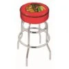25 Inch Red Chicago Blackhawks Chrome 2-Ring Base Swivel Bar Stool
