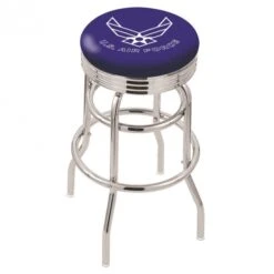 L7C3 - 25 Inch Chrome 2-Ring U.S. Air Force Swivel Bar Stool
