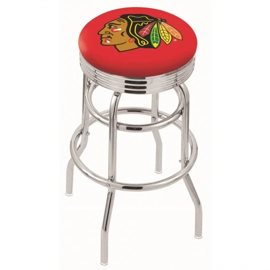 L7C3 - 30 Inch Chrome 2-Ring (Red) Chicago Blackhawks Swivel Counter Stool 1 L7C3 - 30 Inch Chrome 2-Ring (Red) Chicago Blackhawks Swivel Counter Stool