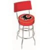 30 Inch Chrome 2-Ring Calgary Flames Swivel Counter Stool W/ Back