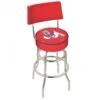 25 Inch Chrome 2-Ring Fresno State Swivel Bar Stool W/ Back