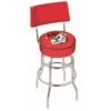 25 Inch Chrome 2-Ring Georgia Bulldog Swivel Bar Stool W/ Back