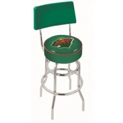 30 Inch Chrome 2-Ring Minnesota Wild Swivel Counter Stool W/ Back