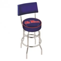 30 Inch Chrome 2-Ring Ole Miss Swivel Counter Stool W/ Back