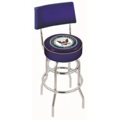 25 Inch Chrome 2-Ring U.S. Navy Swivel Bar Stool W/ Back