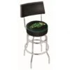 30 Inch Chrome 2-Ring North Dakota State Swivel Counter Stool W/ Back