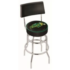 30 Inch Chrome 2-Ring North Dakota State Swivel Counter Stool W/ Back
