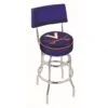 25 Inch Chrome 2-Ring Virginia Swivel Bar Stool W/ Back